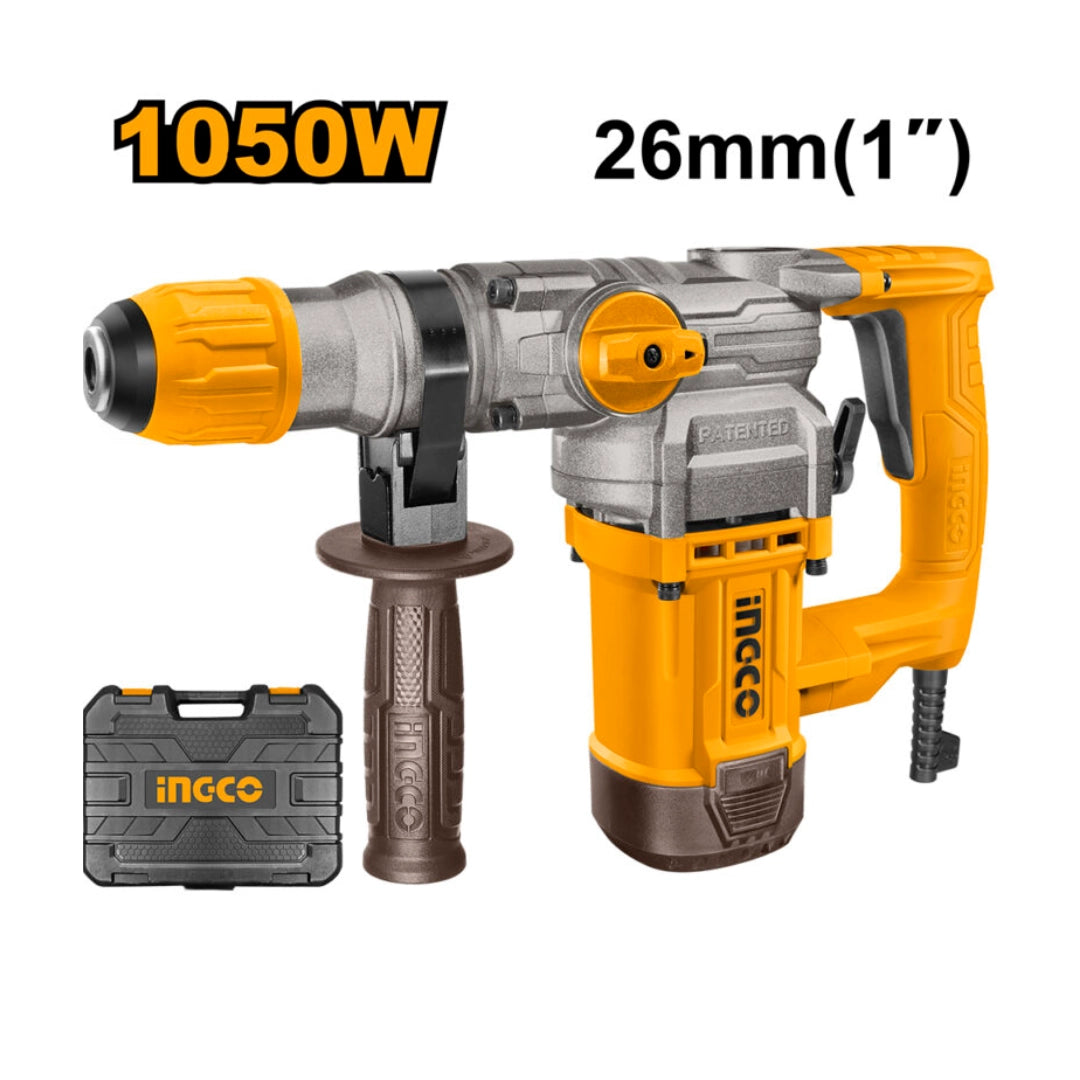 ROTOMARTILLO INGCO SDS PLUS 1050W – 4.5 J + MALETÍN + CINCELES