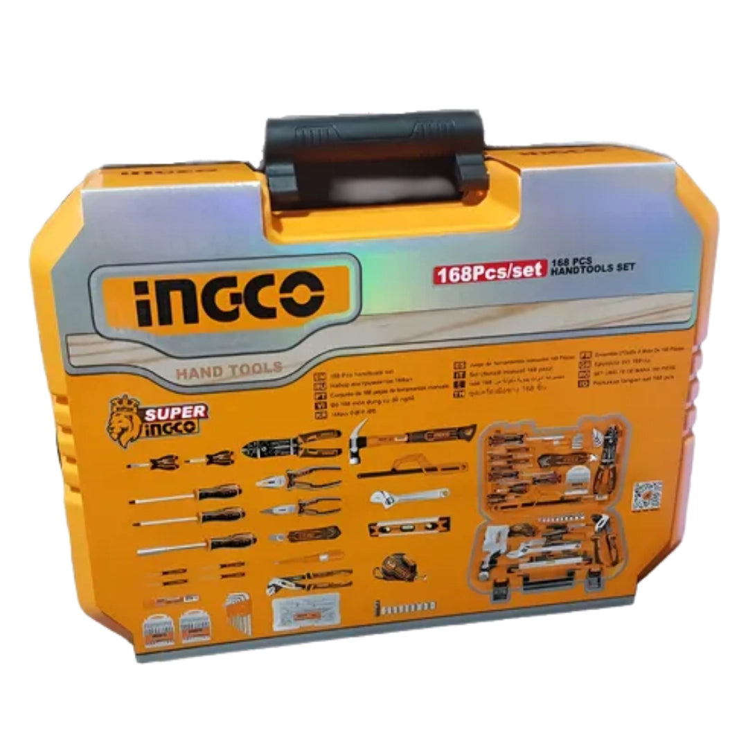 KIT DE HERRAMIENTAS INGCO 168 PIEZAS + MALETÍN ORGANIZADOR RESISTENTE