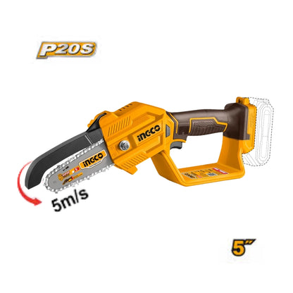 MINI MOTOSIERRA INALAMBRICA INGCO 20V – 5″ (13 cm)
