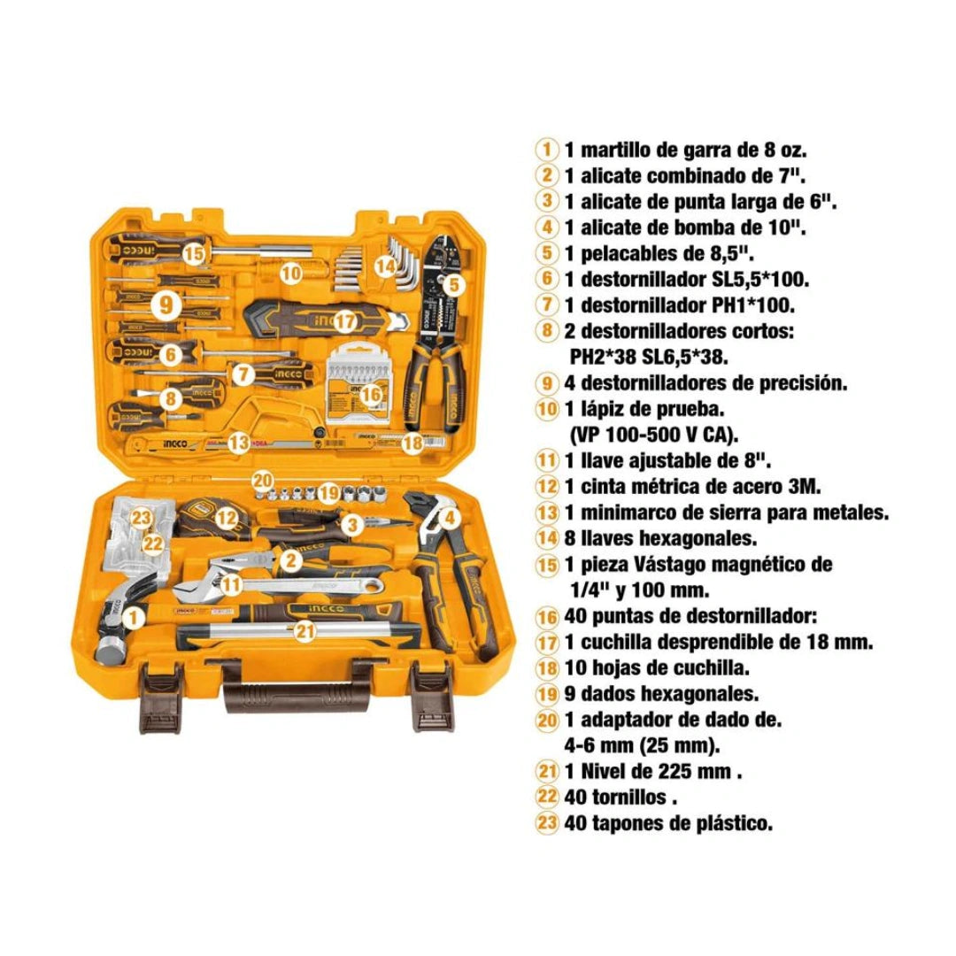 KIT DE HERRAMIENTAS INGCO 168 PIEZAS + MALETÍN ORGANIZADOR RESISTENTE