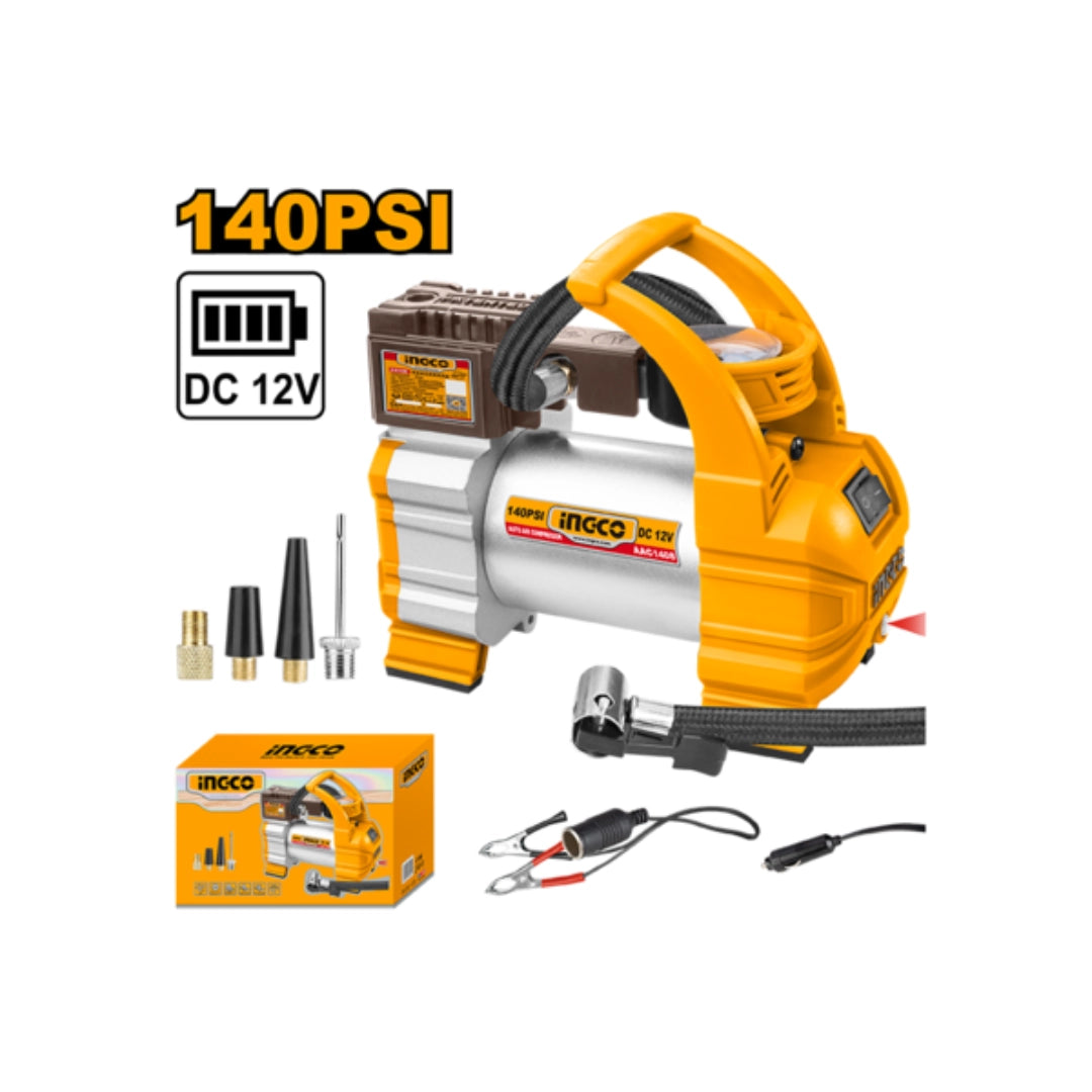 COMPRESOR DE AIRE PORTÁTIL INGCO 12V – 140 PSI / 10 BAR